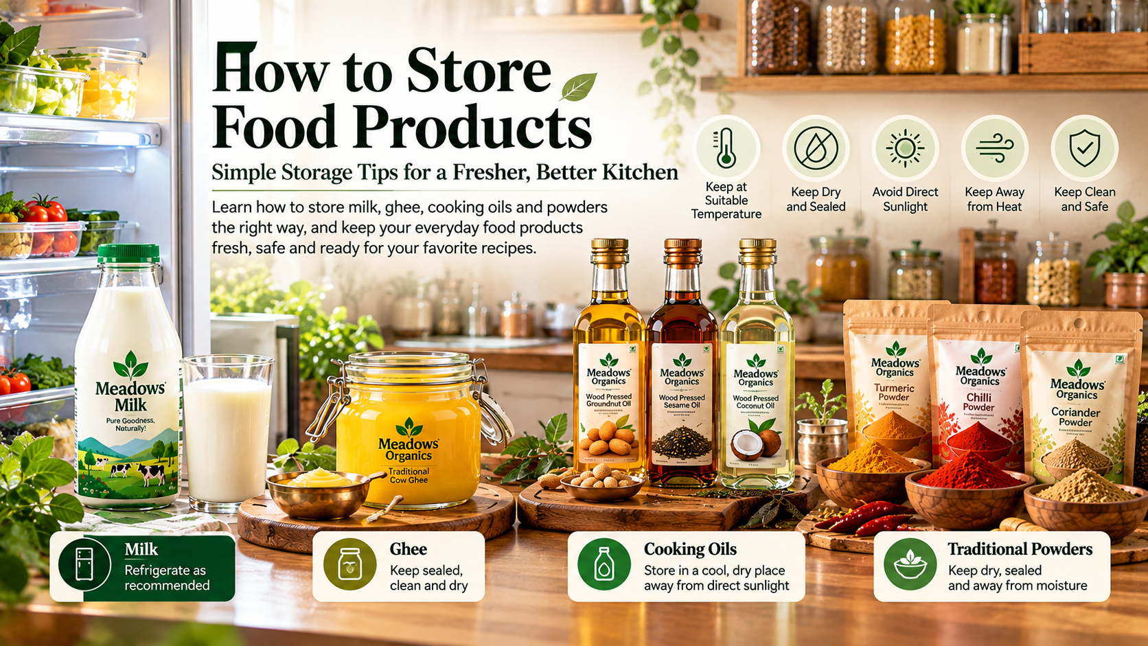 How to Store Milk, Ghee, Cooking Oil and Food Powders Correctly