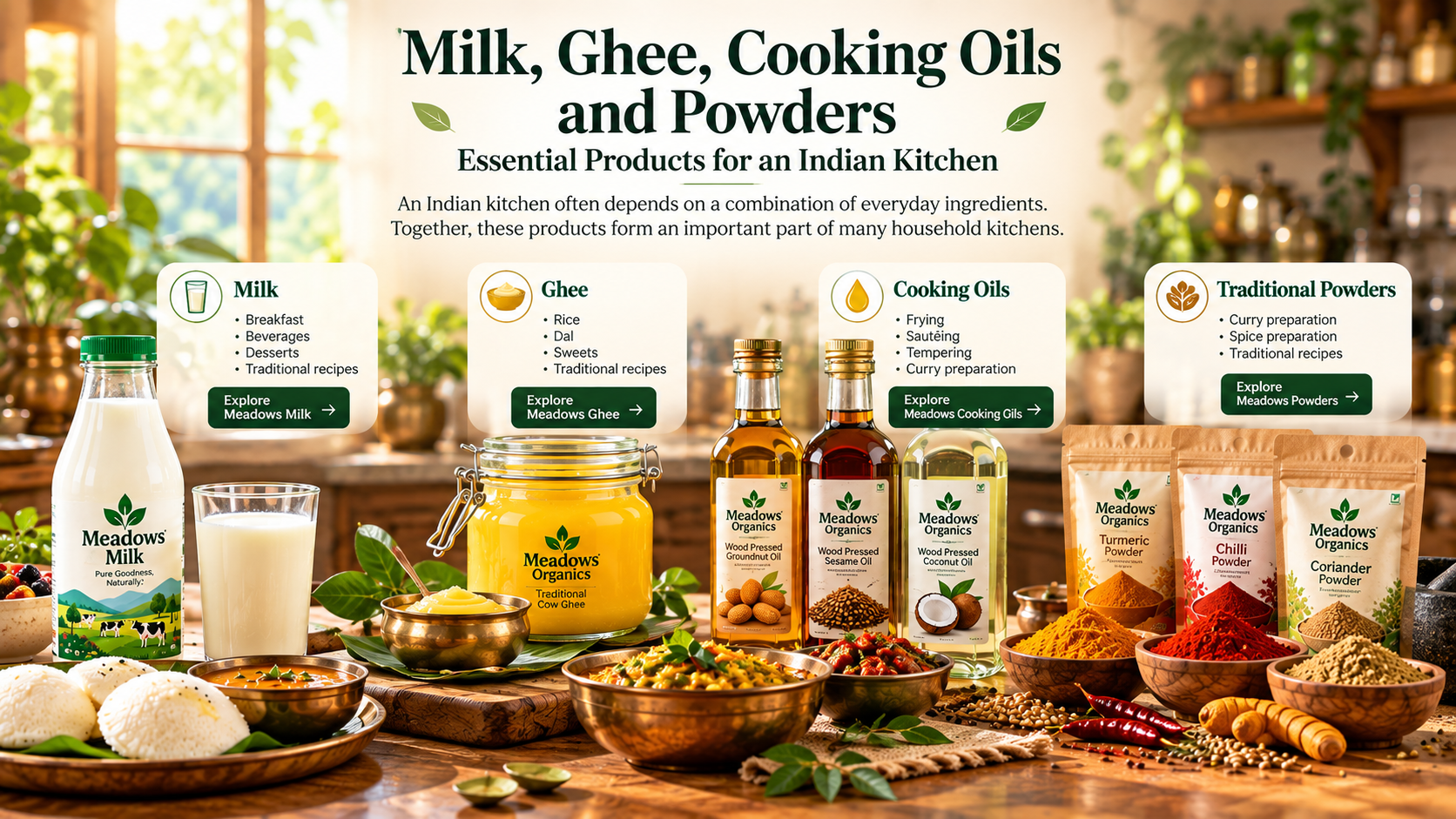 Milk, Ghee, Cooking Oils and Powders: Essential Products for an Indian Kitchen